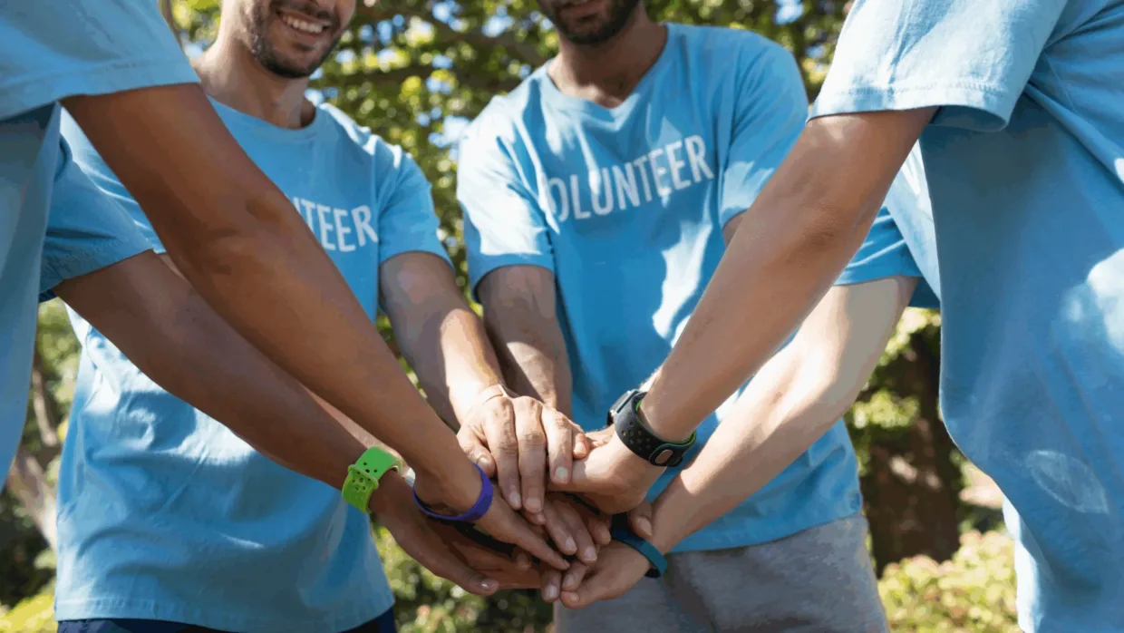 Group of volunteers in a circle