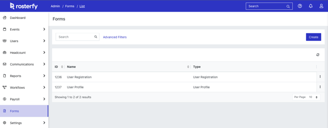 Forms Admin View