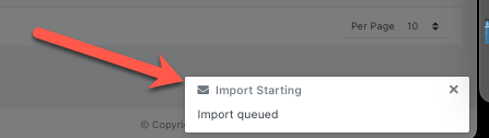 Import Started Notification