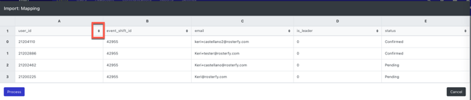 Import mapping popup