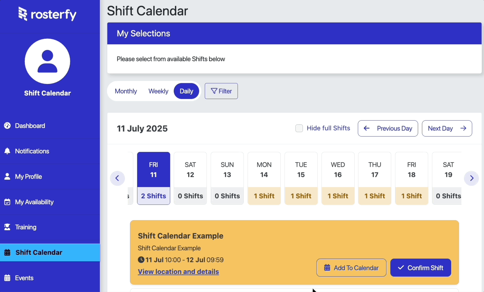 Shift Calendar - Add to Calendar GIF