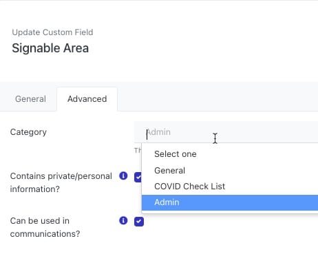 Update Custom Field Category