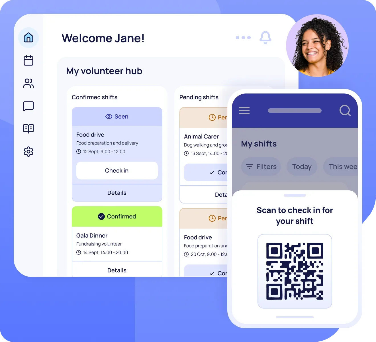 Check in & Out - mobile and desktop