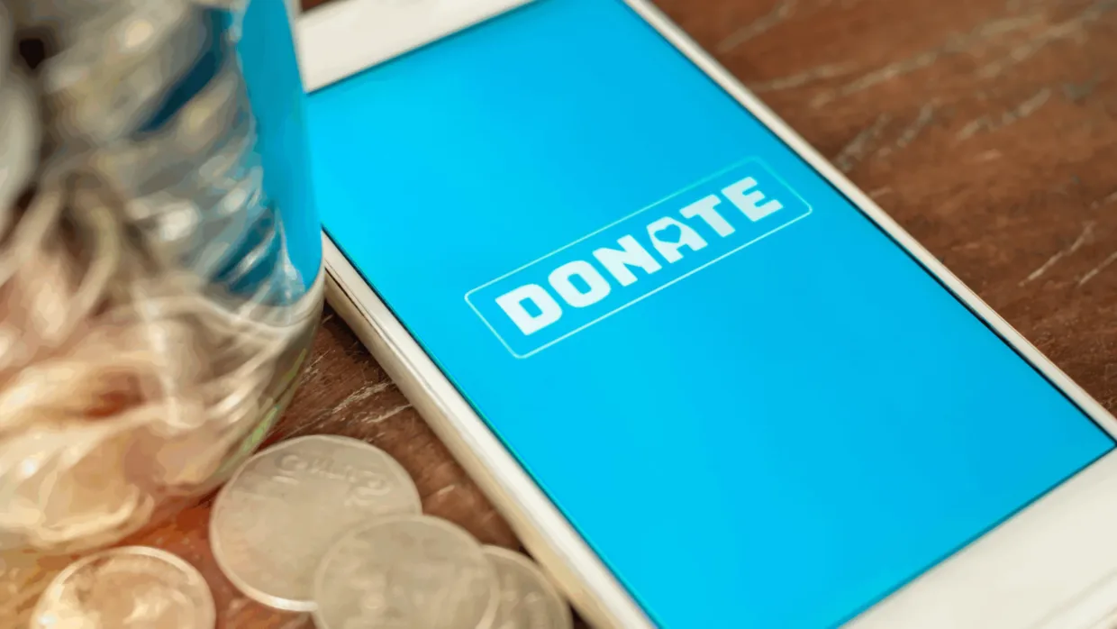 Donate screen on mobile phone