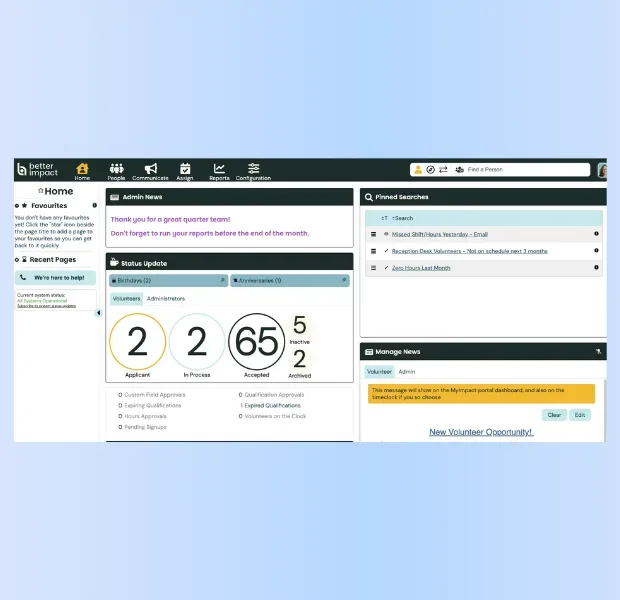 Volunteer Impact by Better Impact - Screenshot of their product