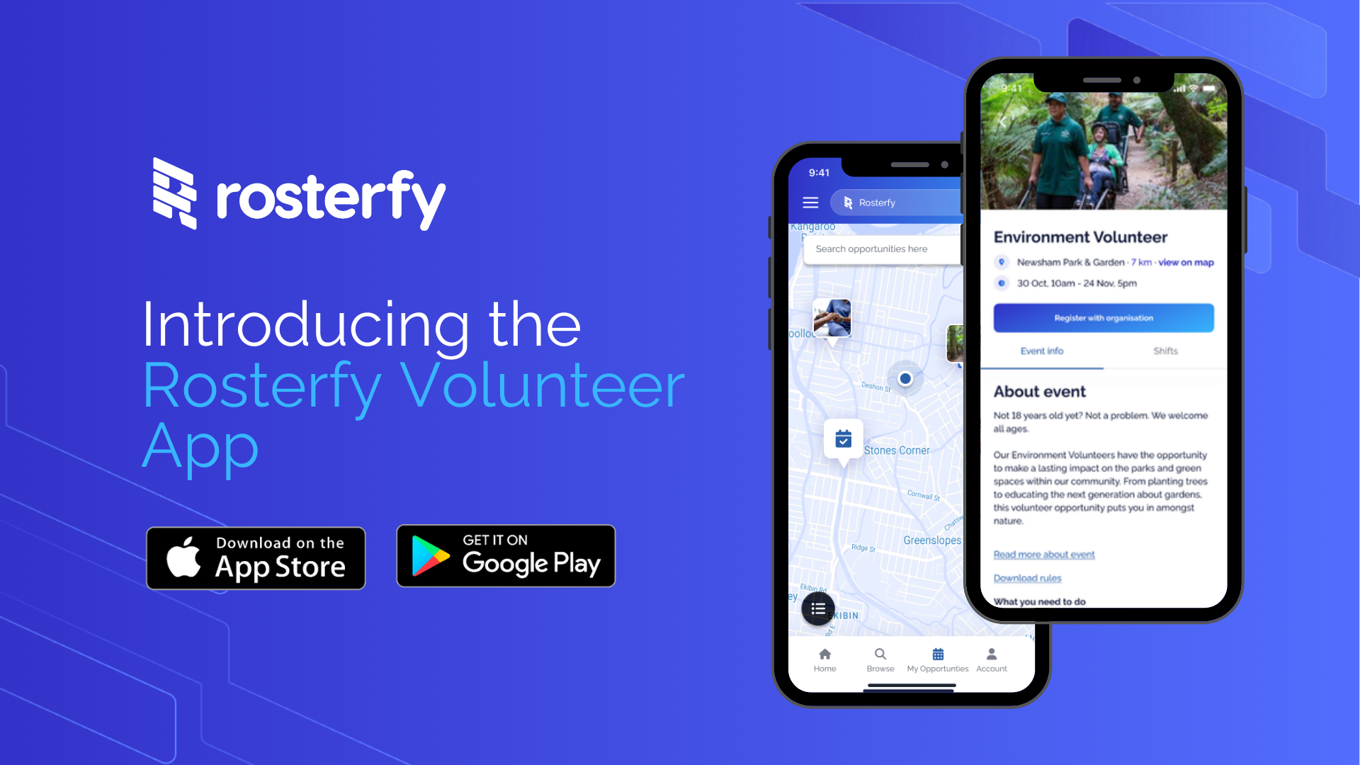 banner promoting the Rosterfy Volunteer App