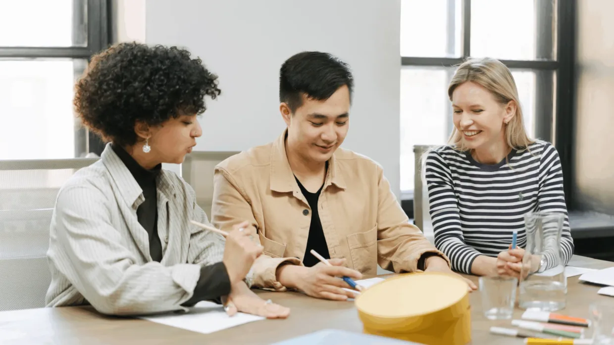 Three volunteers in group training session