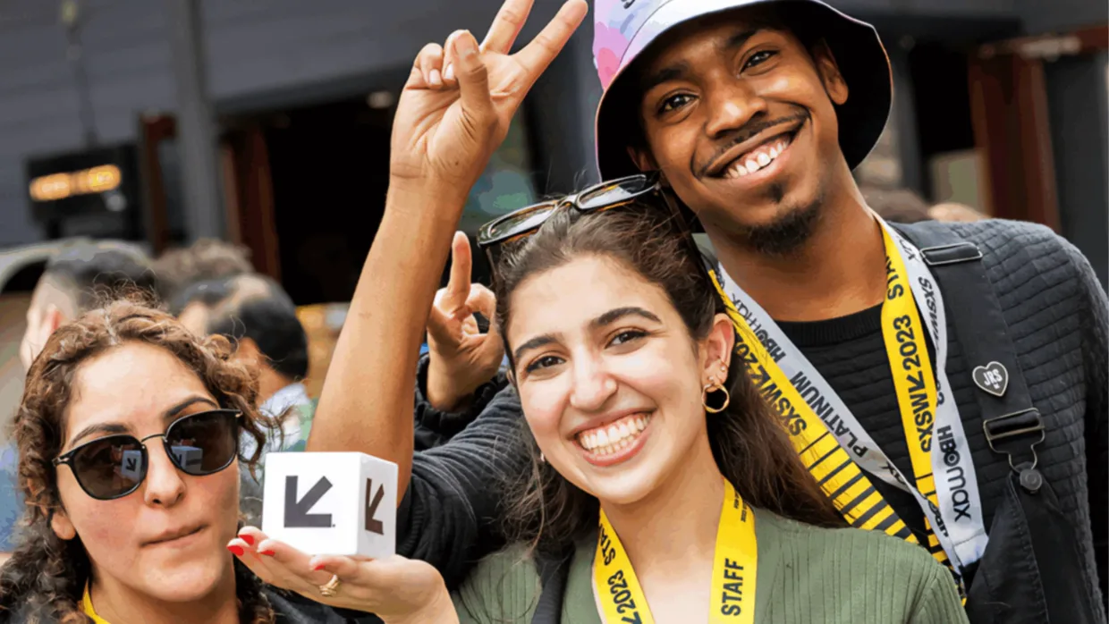 happy volunteers volunteering at an event