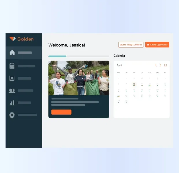 Golden Volunteer Management screenshot of product