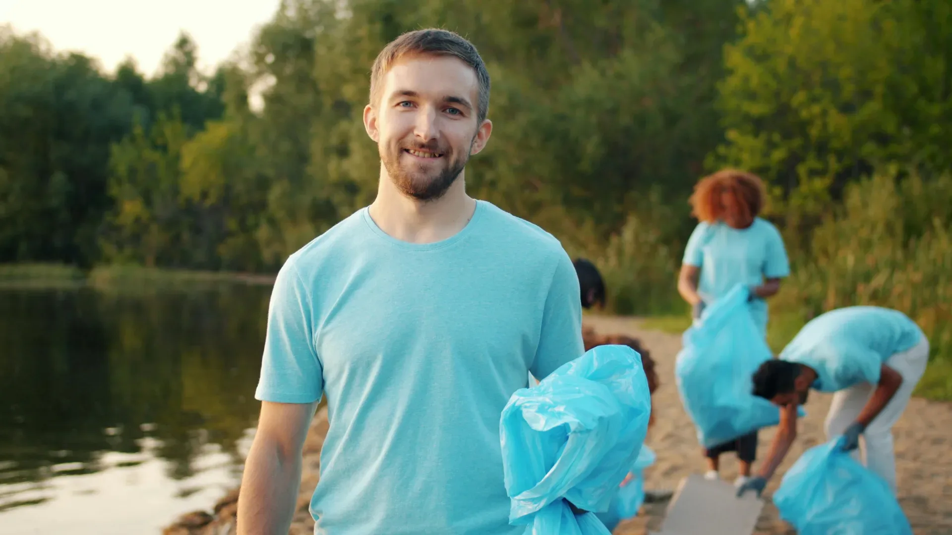 Volunteer smiling